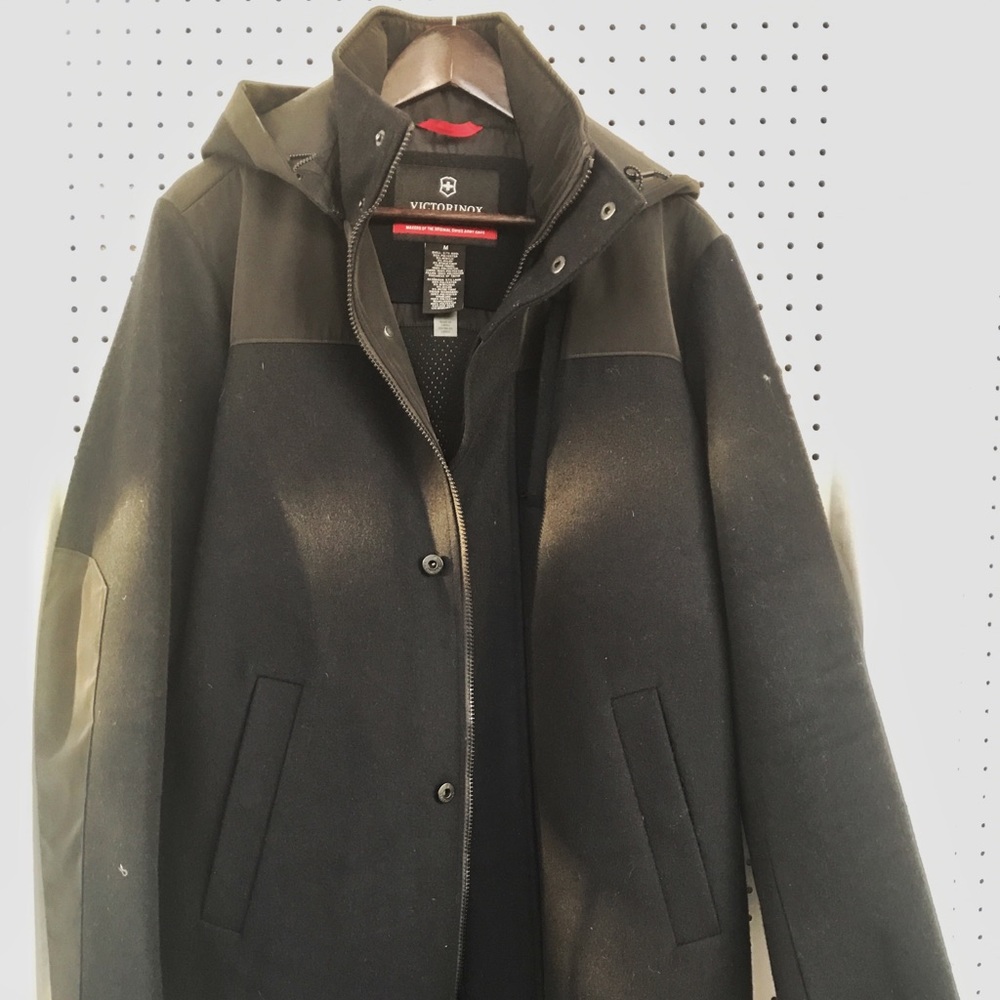 VICTORINOX Swiss Army black  wool / nylon coat.